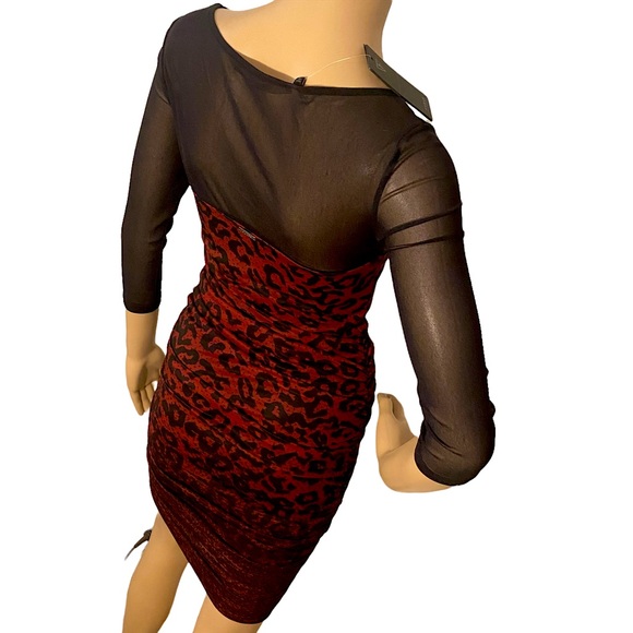 🆕 GUESS  | BANDIDA DRESS IN RED & BLACK LEOPARD PRINT SNAKESKIN OMBRÉ  SZ S - Picture 6 of 16